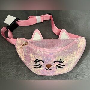 Belt Bag Cat Pink Sequin NWT